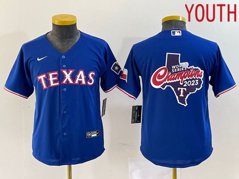 Youth Texas Rangers Blank Blue Game Nike 2023 MLB Jersey style 2